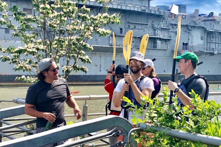 a group of people on a boat