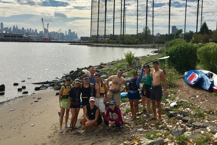 a group of people on a beach