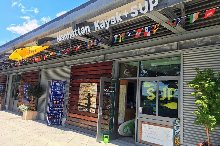 a large building in the background