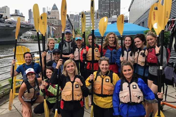 a group after their corporate team building group kayaking activity NYC