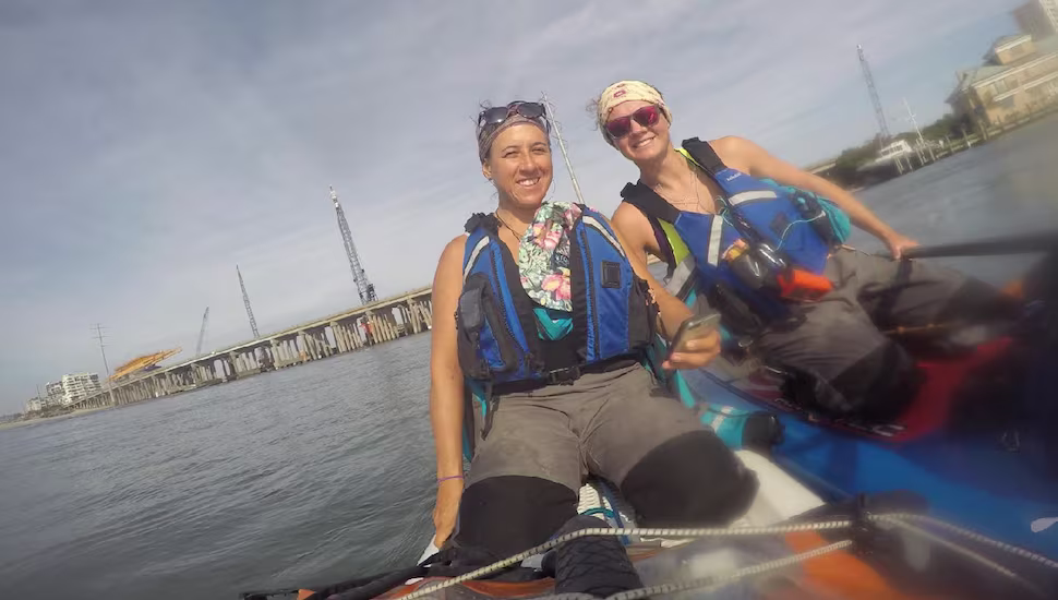 At Manhattan Kayak Co, Jules Gismondi and Louanne Harris went from paddleboarding beginners to expert guides. They trained and guided NYC SUPers at Pier 84 Boathouse. Their ultimate achievement was paddling from Pier 84 Boathouse in NYC to Miami on an unsupported expedition on MKC boards.