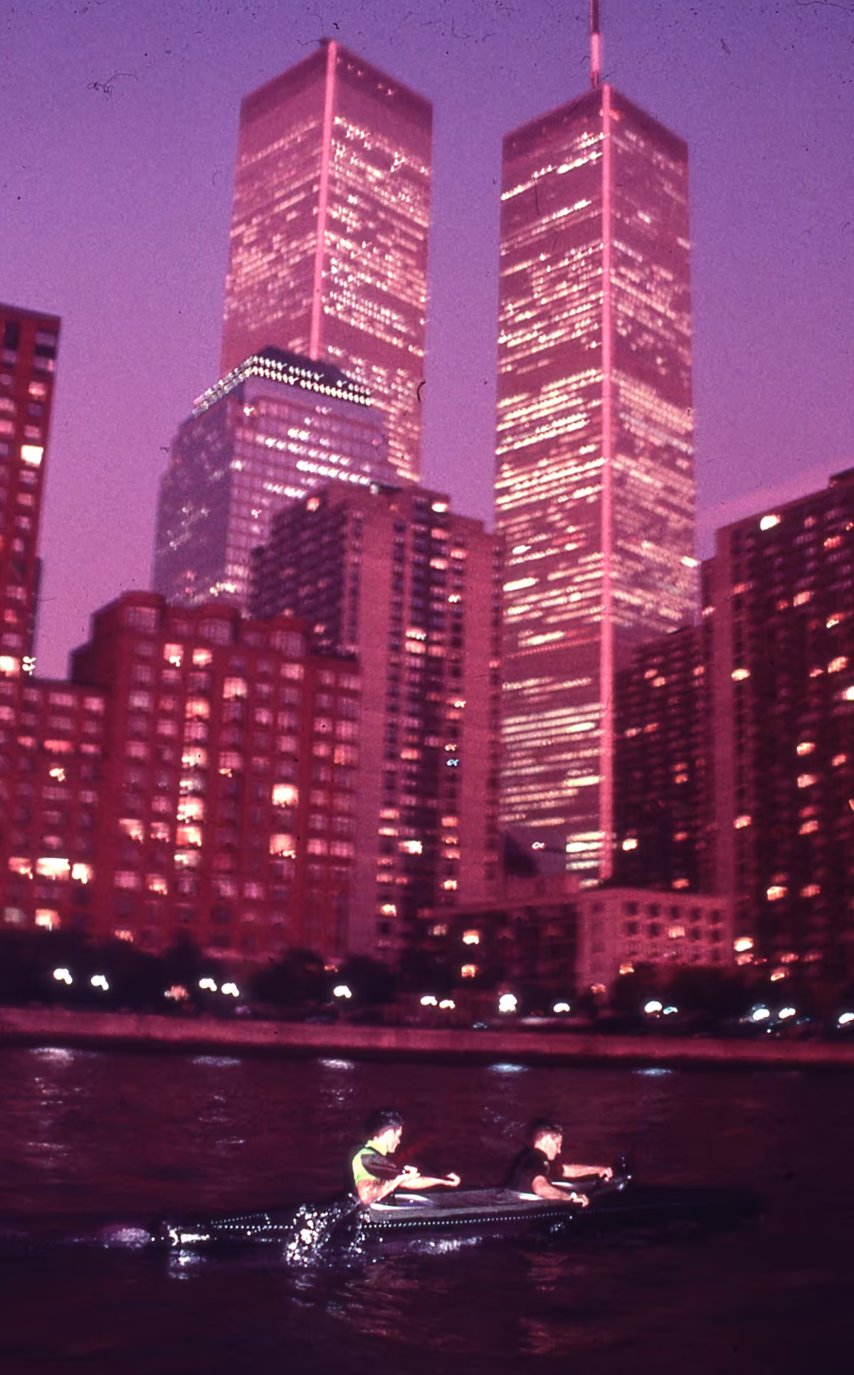 Eric Stiller and Tony Brown training for their sea kayaking expedition around Australia in a Klepper folding kayak. This was their daily training route after the Klepper shop was closed for the day. Eric wrote the book Keep Australia on Your Left to document their adventure.