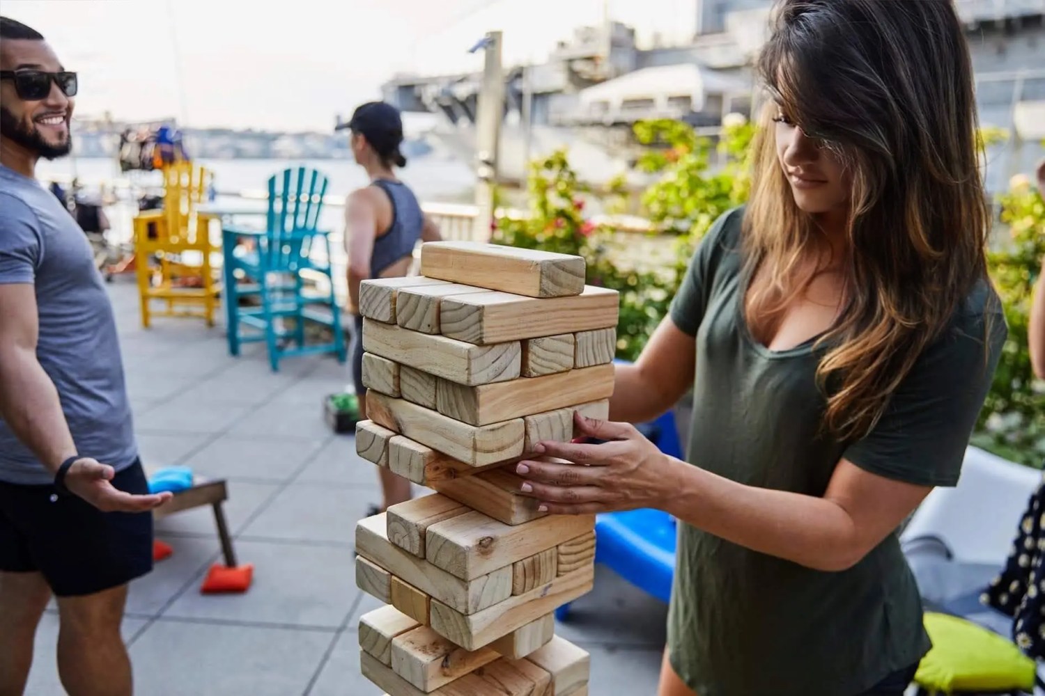 Giant Jenga at Manhattan Kayak